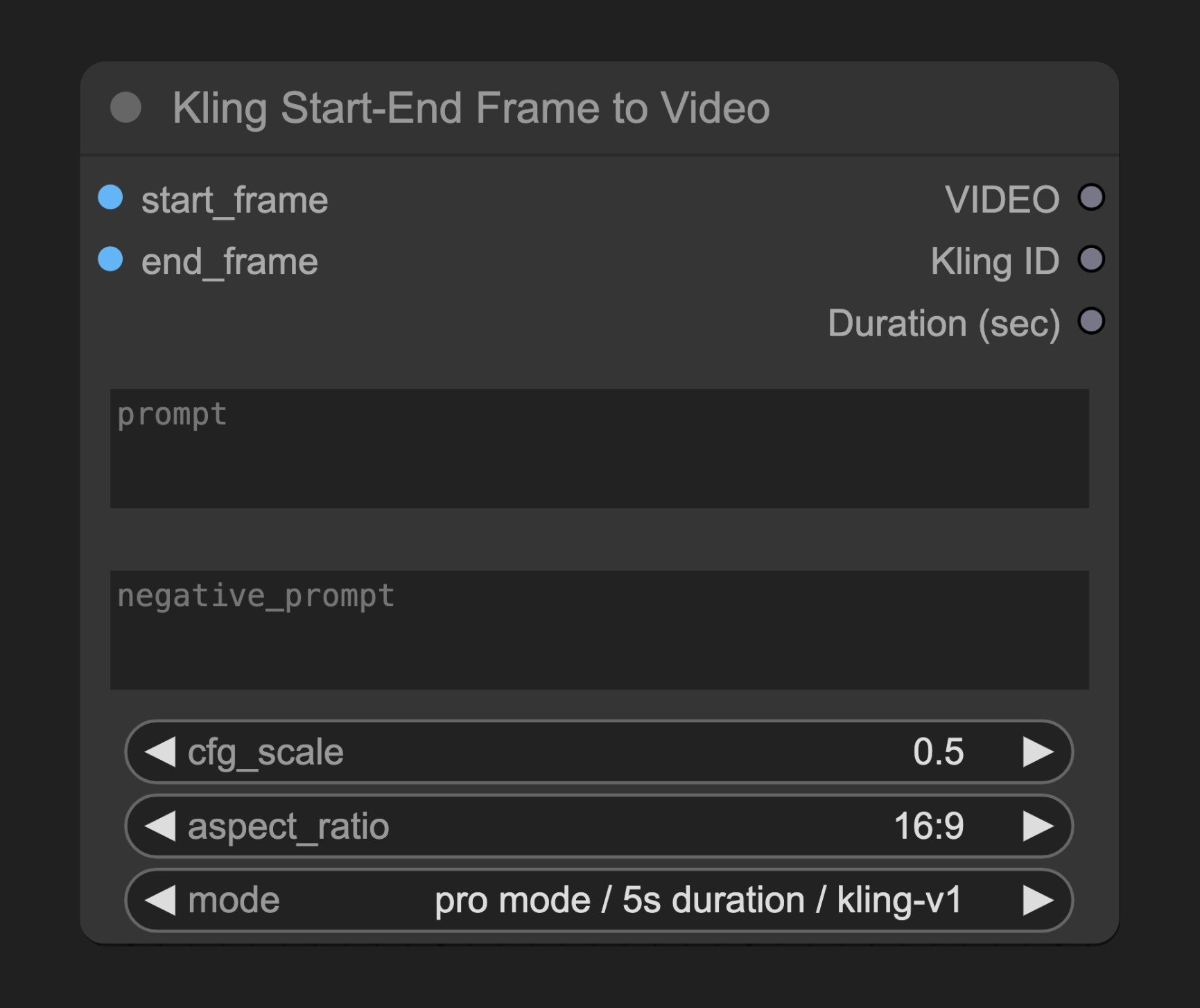 ComfyUI Built-in Kling Start-End Frame to Video Node