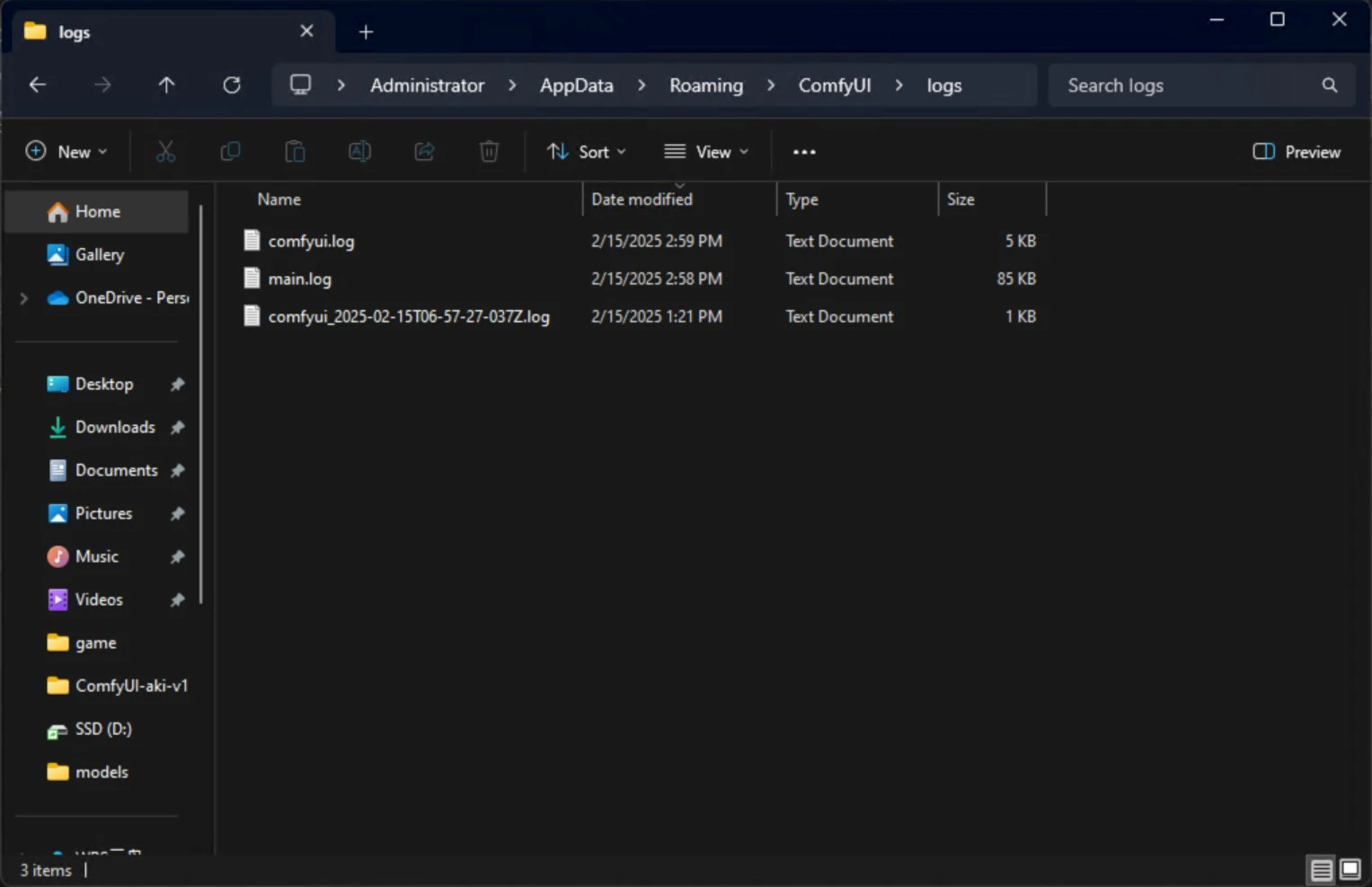 ComfyUI Log Files Location