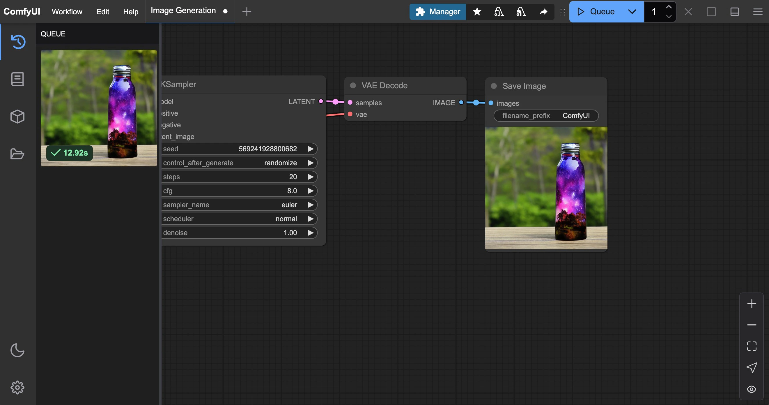 ComfyUI First Image Generation Result