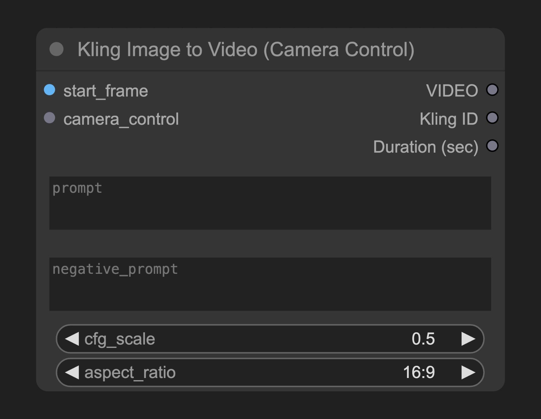 ComfyUI Built-in Kling Image to Video (Camera Control) Node