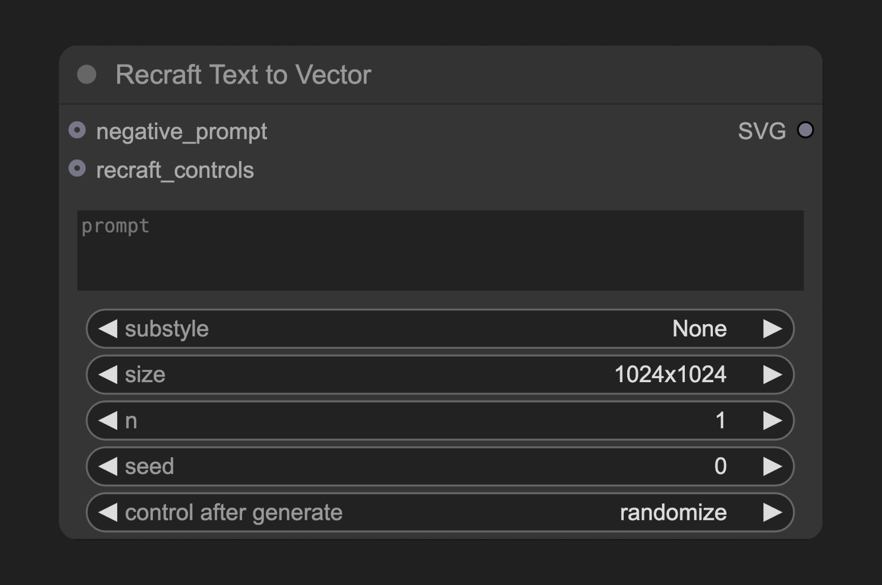 ComfyUI Native Recraft Text to Vector Node
