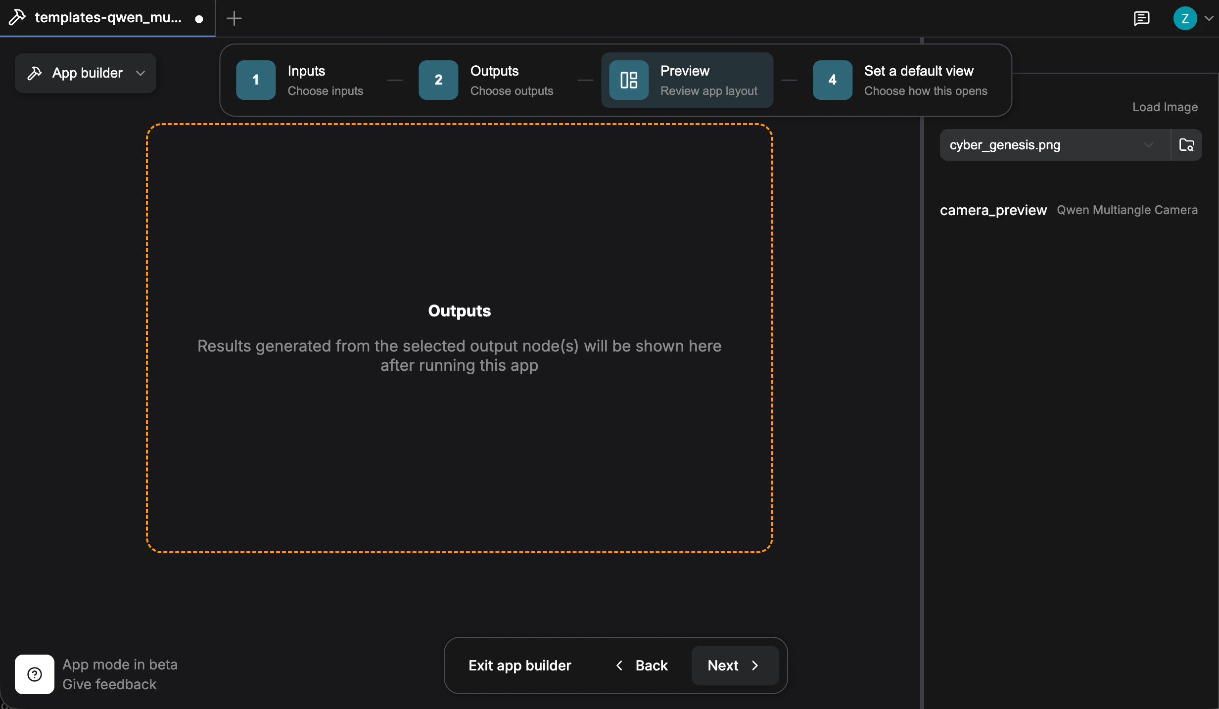 Preview mode showing input and output layout