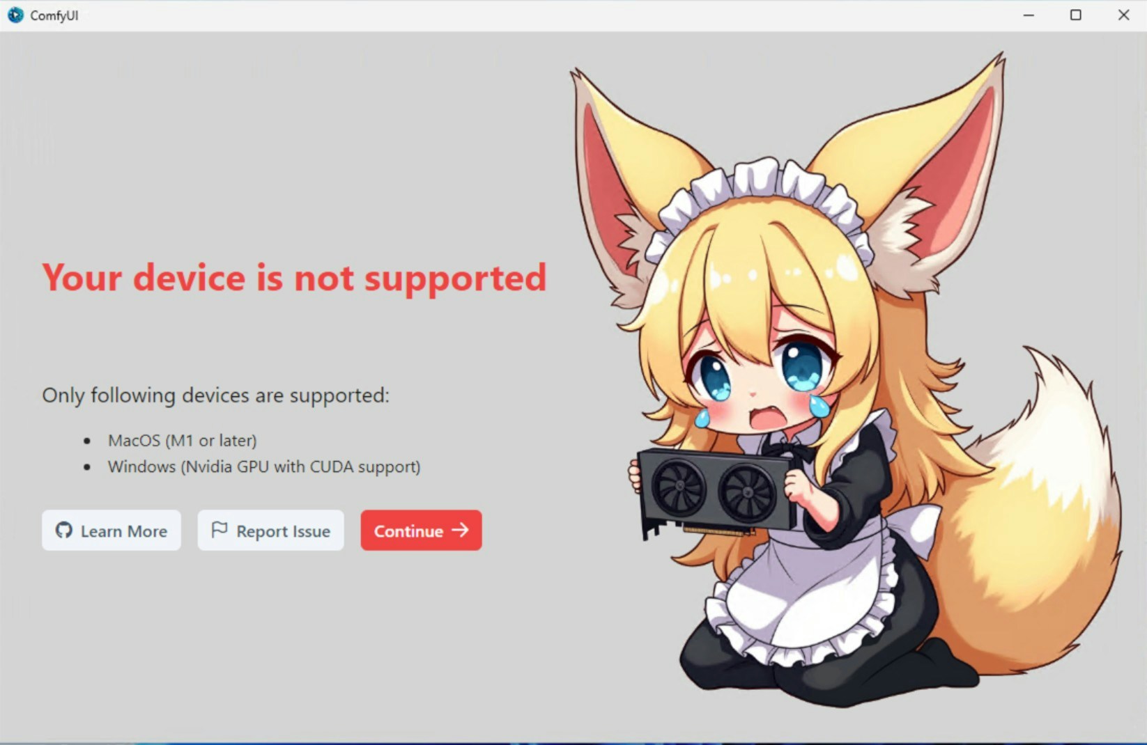 ComfyUI Installation Steps - Unsupported Device