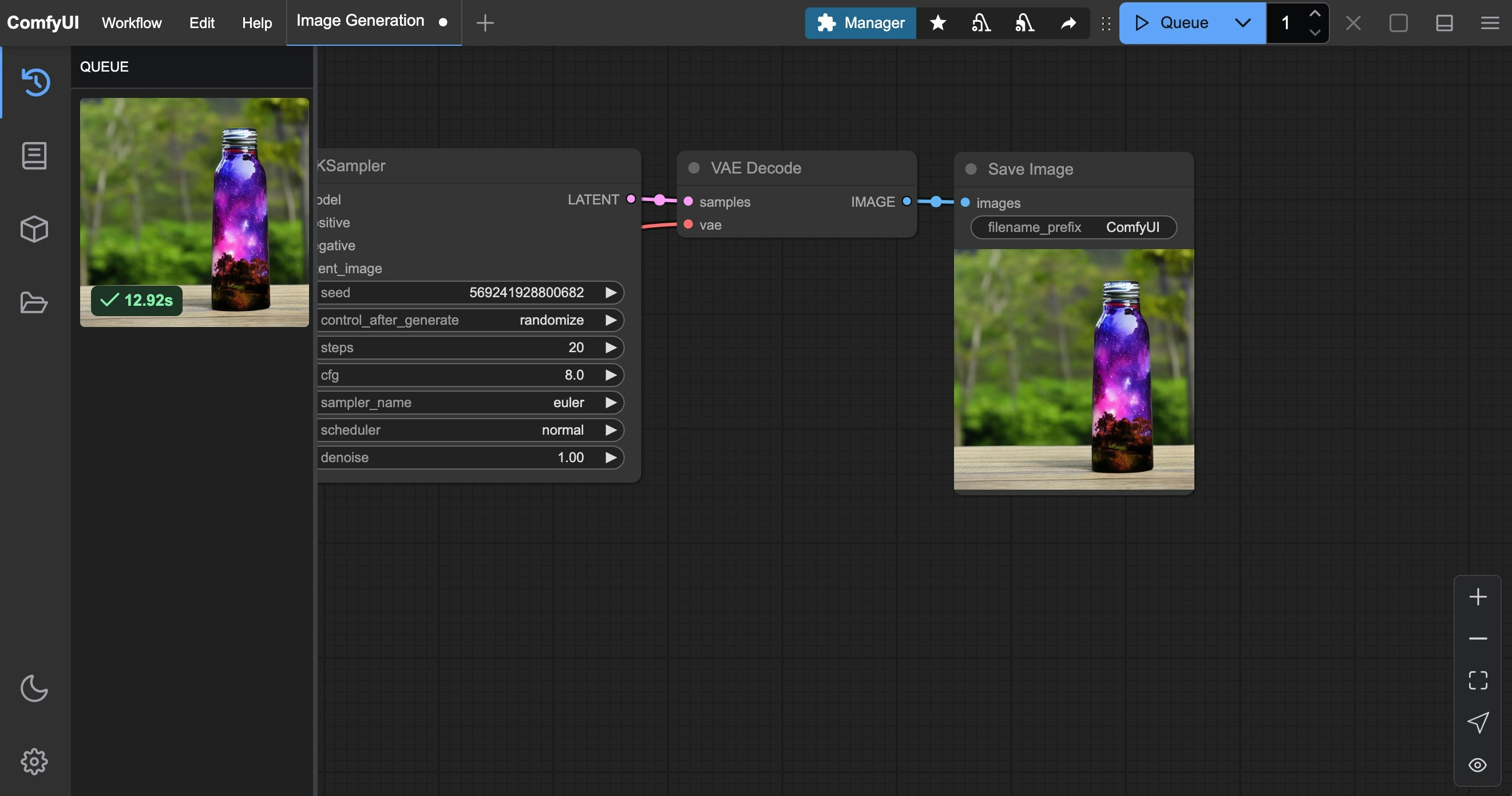ComfyUI First Image Generation Result
