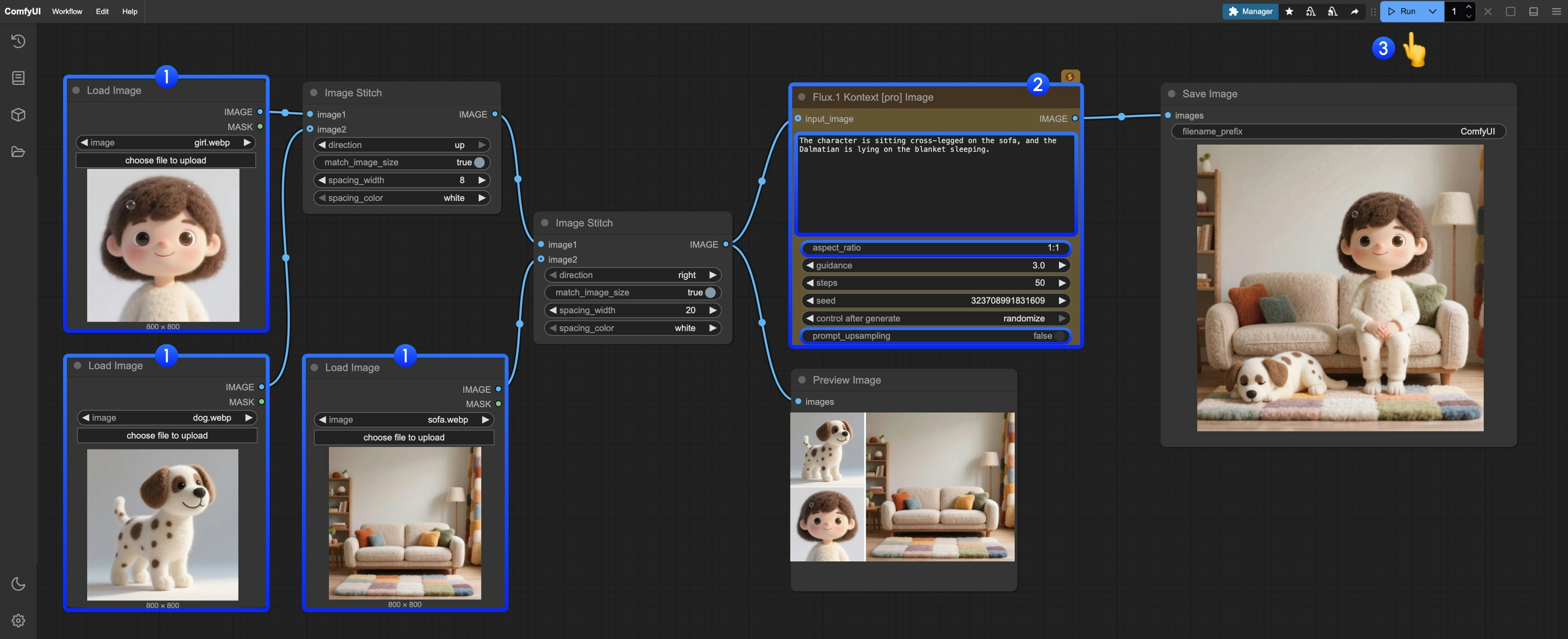 ComfyUI Flux.1 Kontext Pro Image API Node Workflow Steps