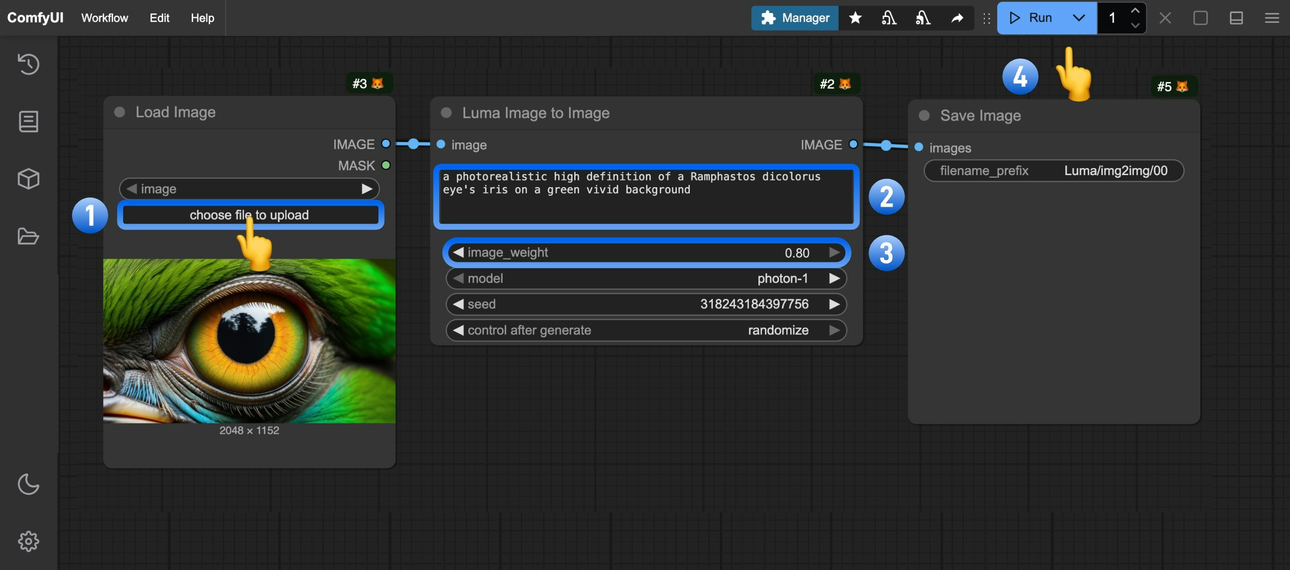 Luma Image to Image Workflow Steps