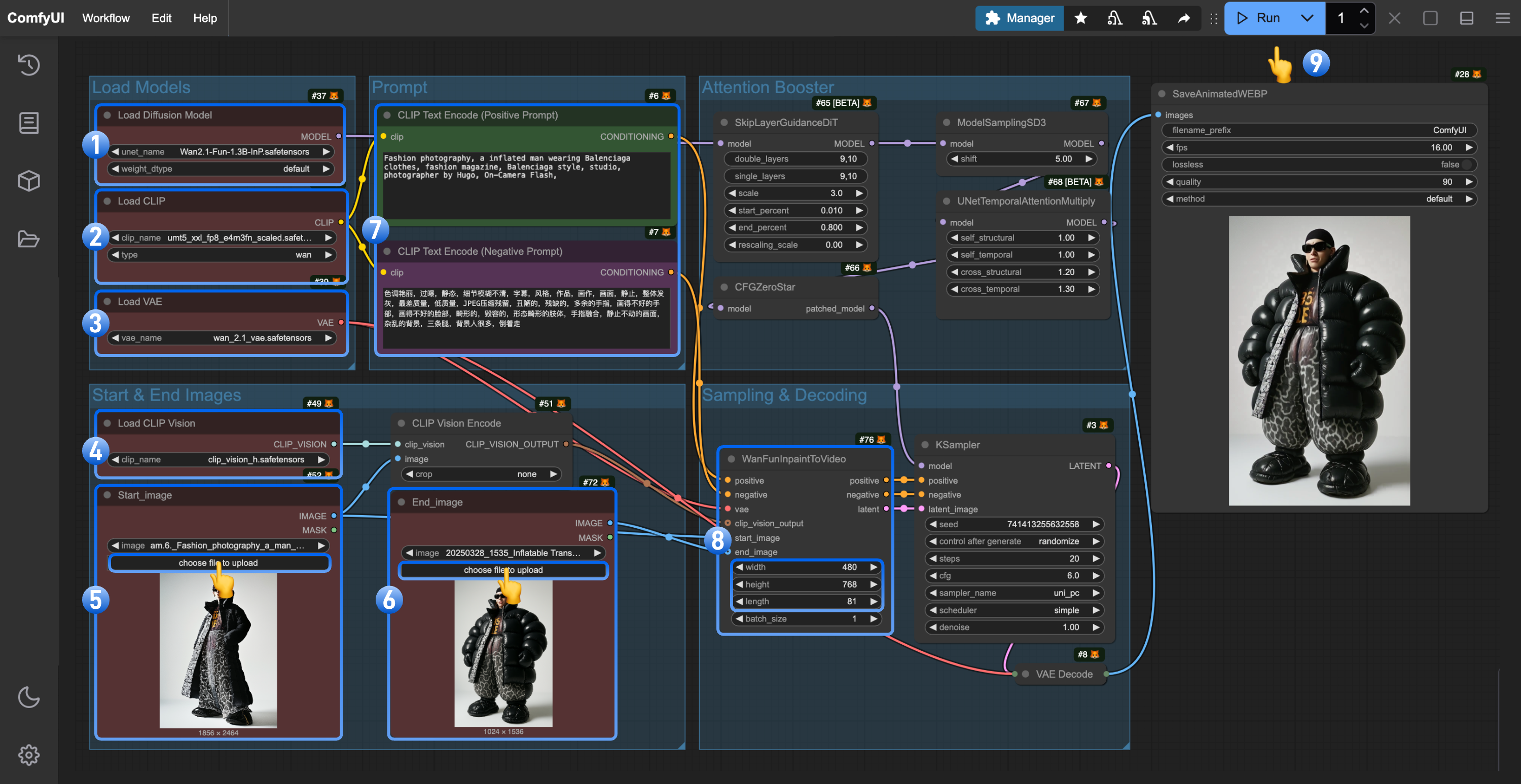 ComfyUI Wan2.1 Fun InP Video Generation Workflow Diagram