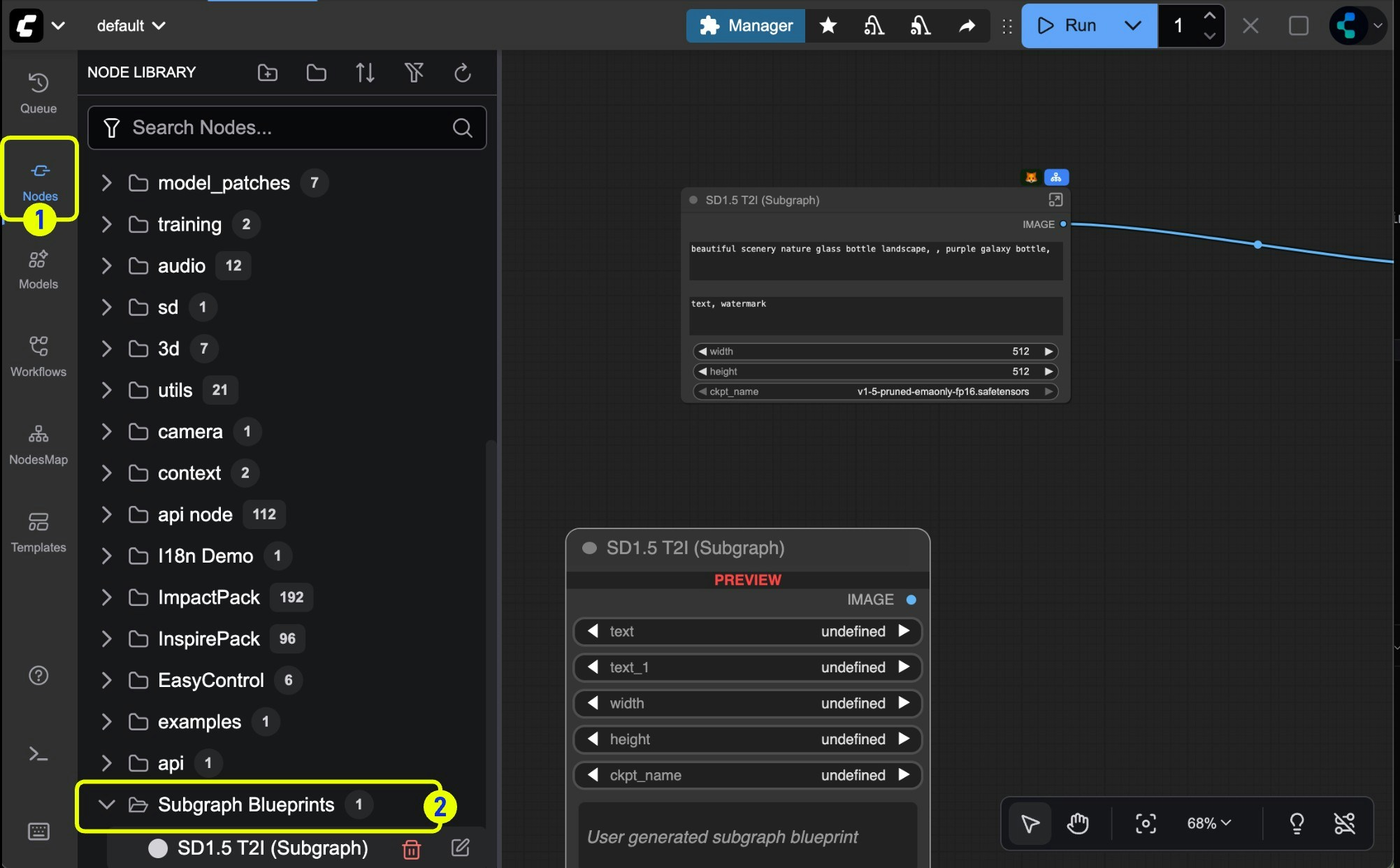 Subgraph blueprint node