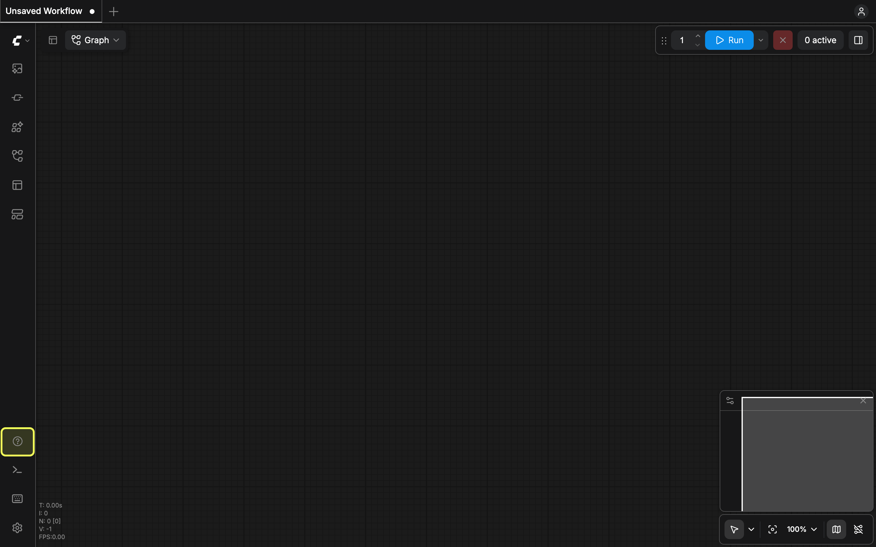 The question mark icon at the bottom of the left sidebar