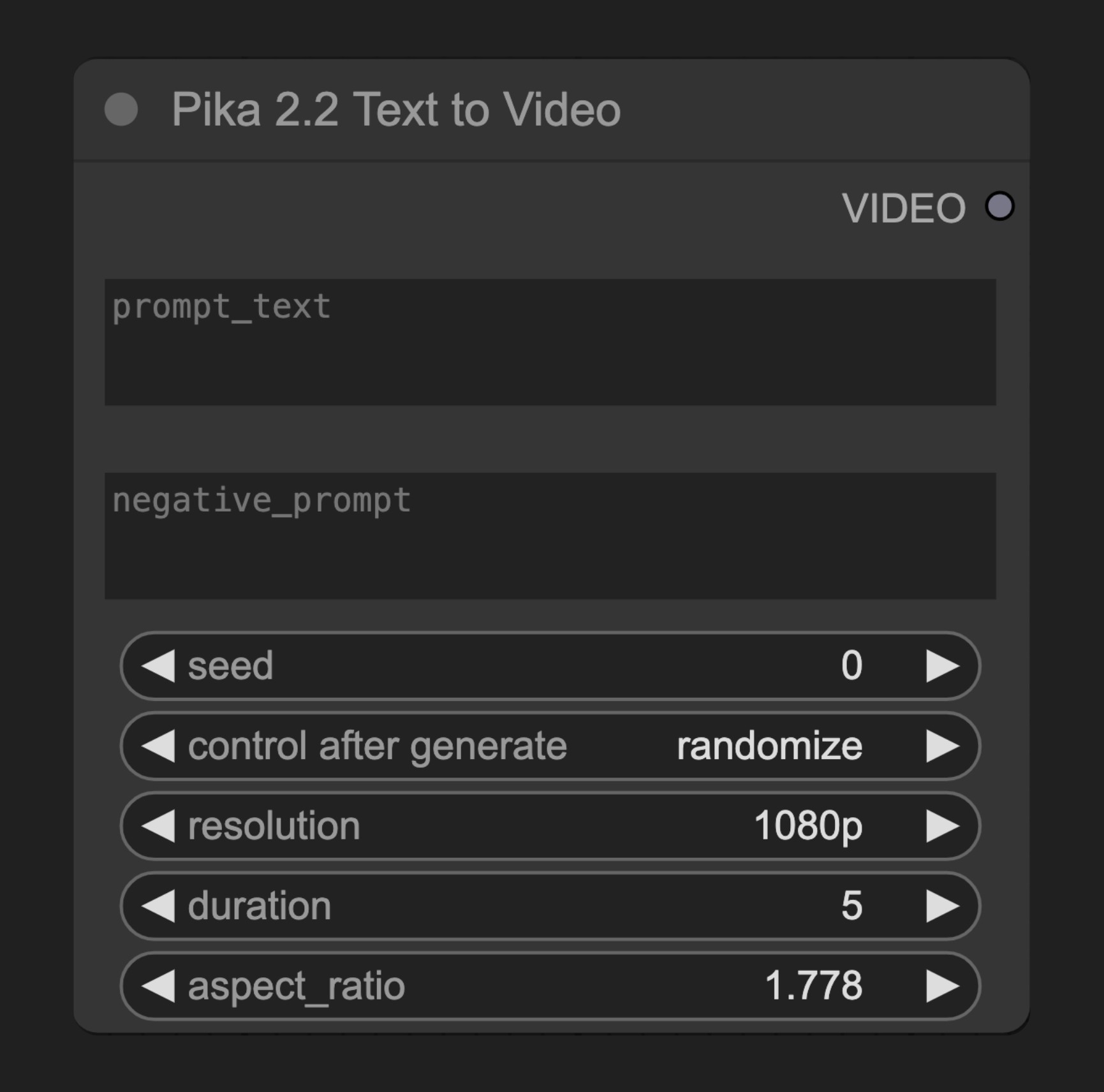 ComfyUI ネイティブ Pika 2.2 Text to Video ノード