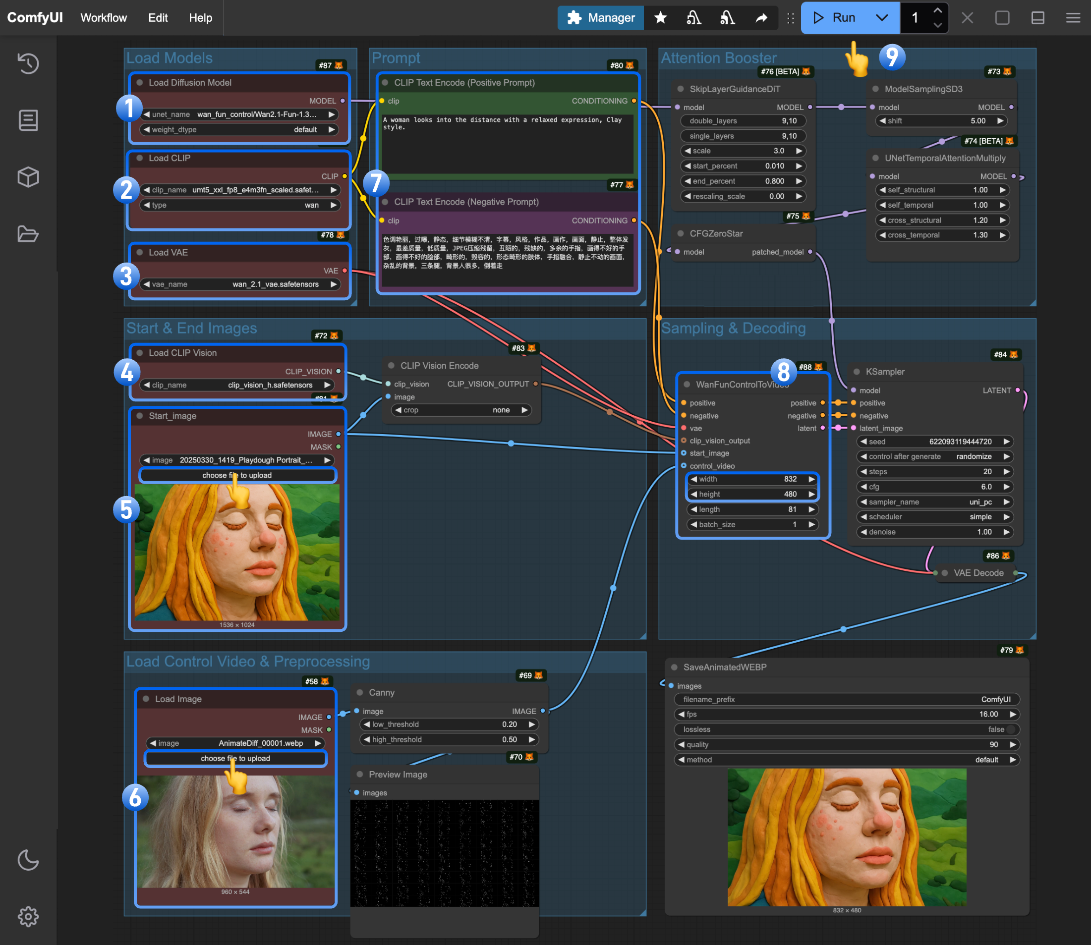 Wan2.1 Fun Control Workflow Steps