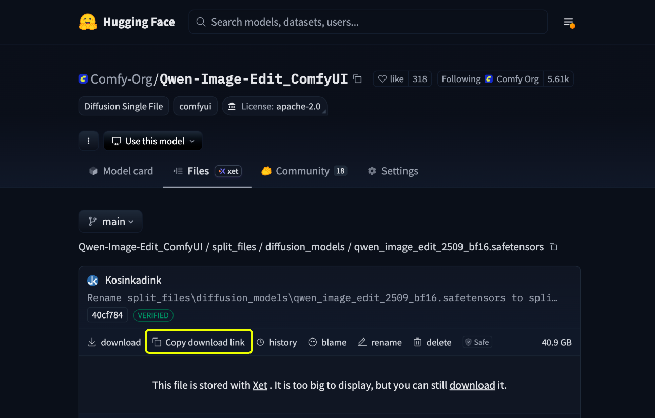 Copy Huggingface model link