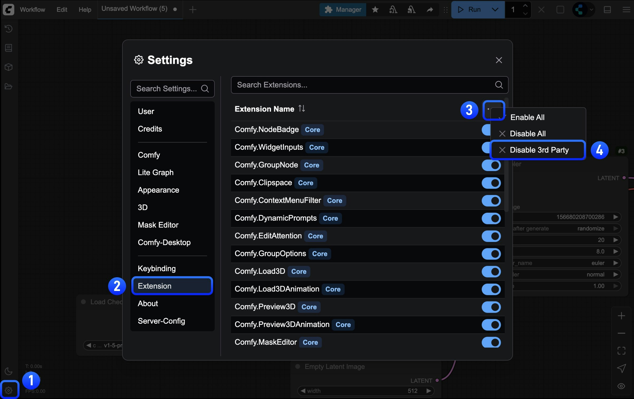 Disable all plugin frontend extensions