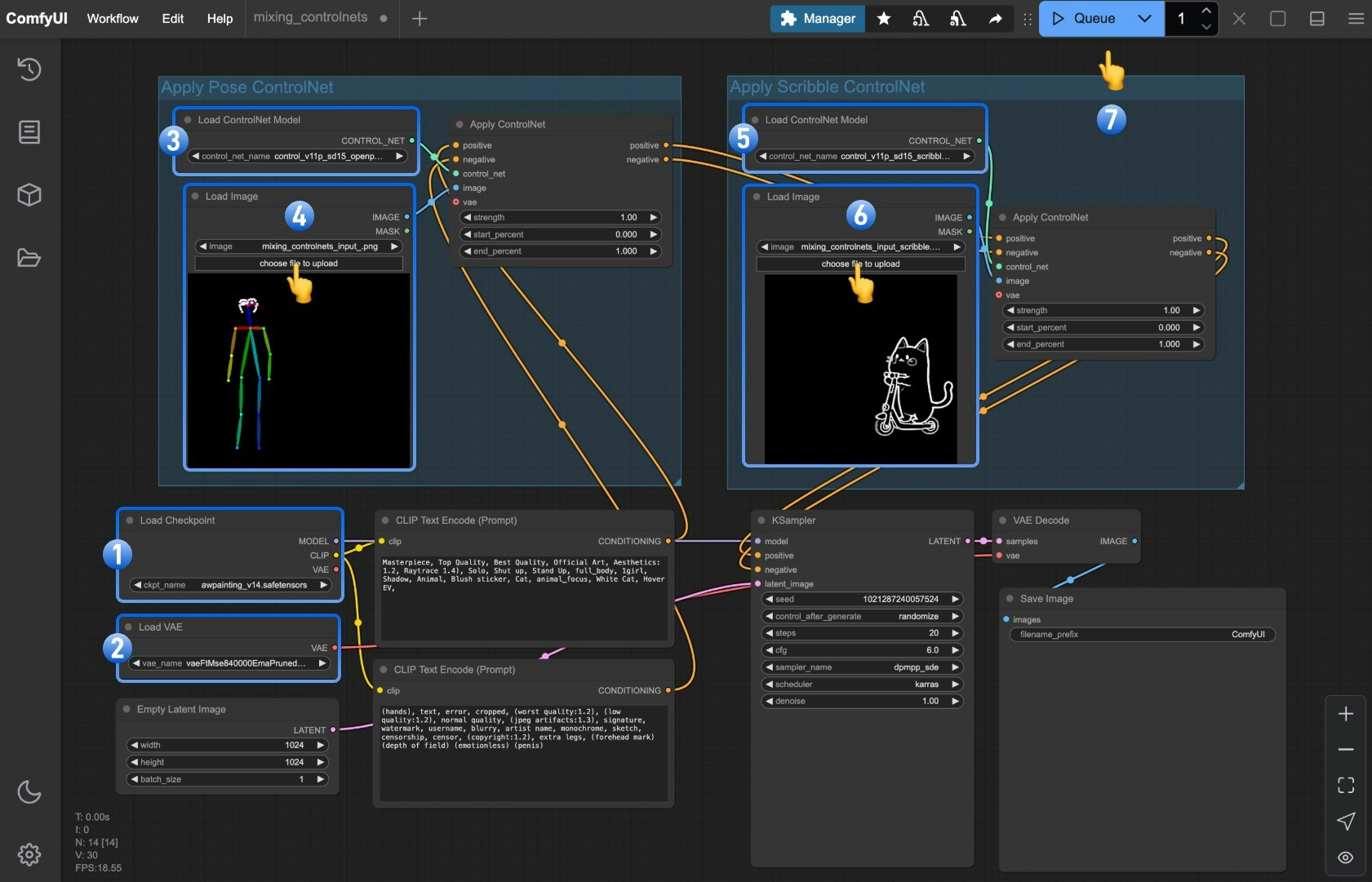 ComfyUI Workflow - Mixing ControlNet Flow Diagram