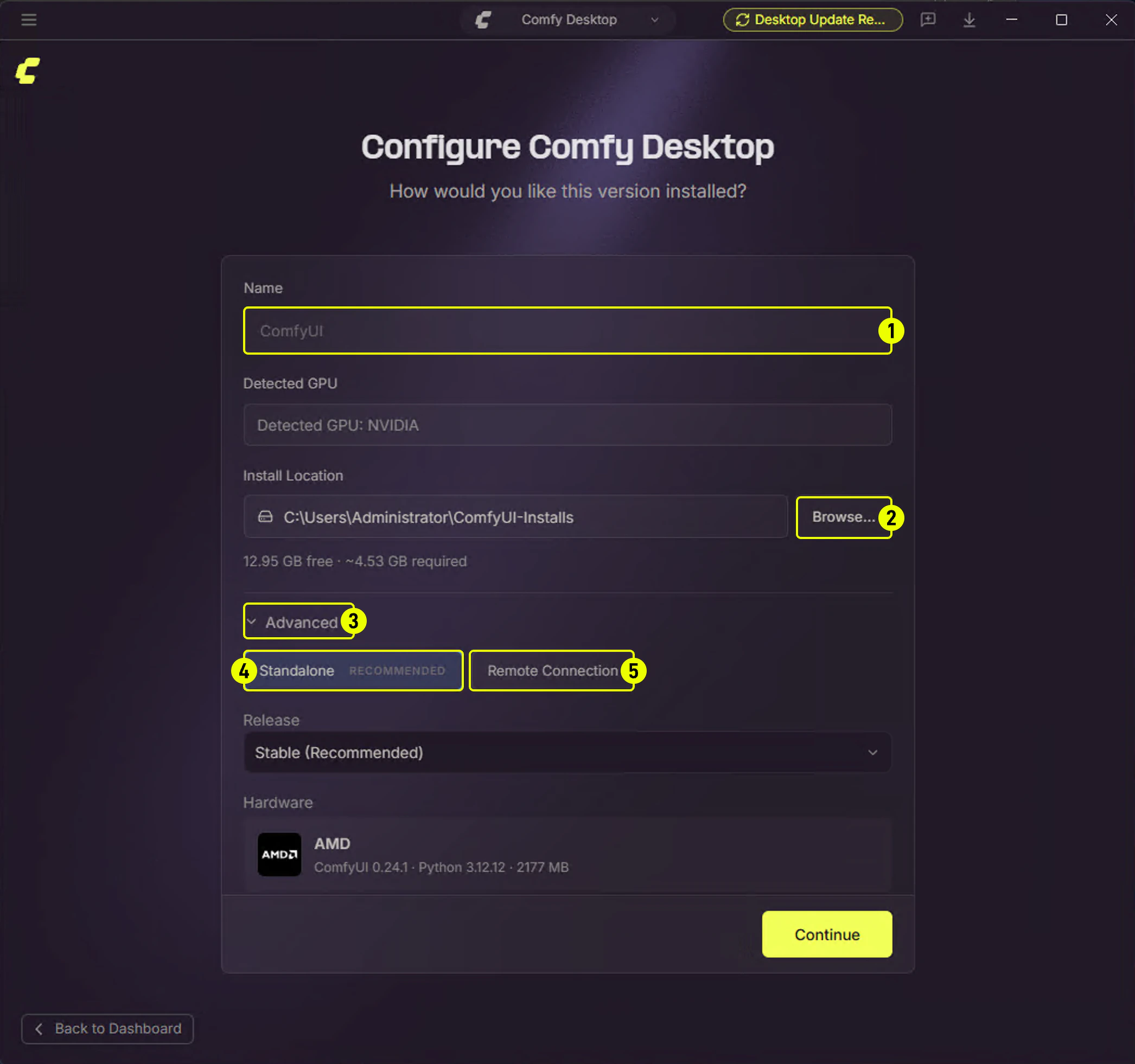 Configure Comfy Desktop on Windows
