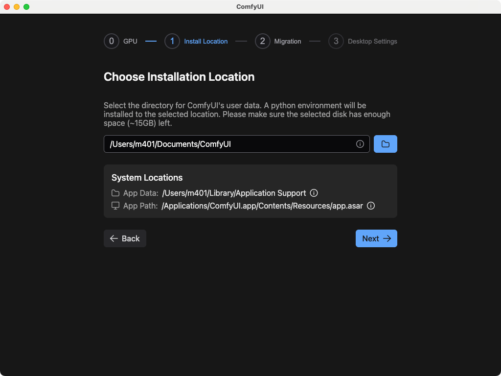 MacOS 桌面端 — 本地自托管 - ComfyUI 用户界面