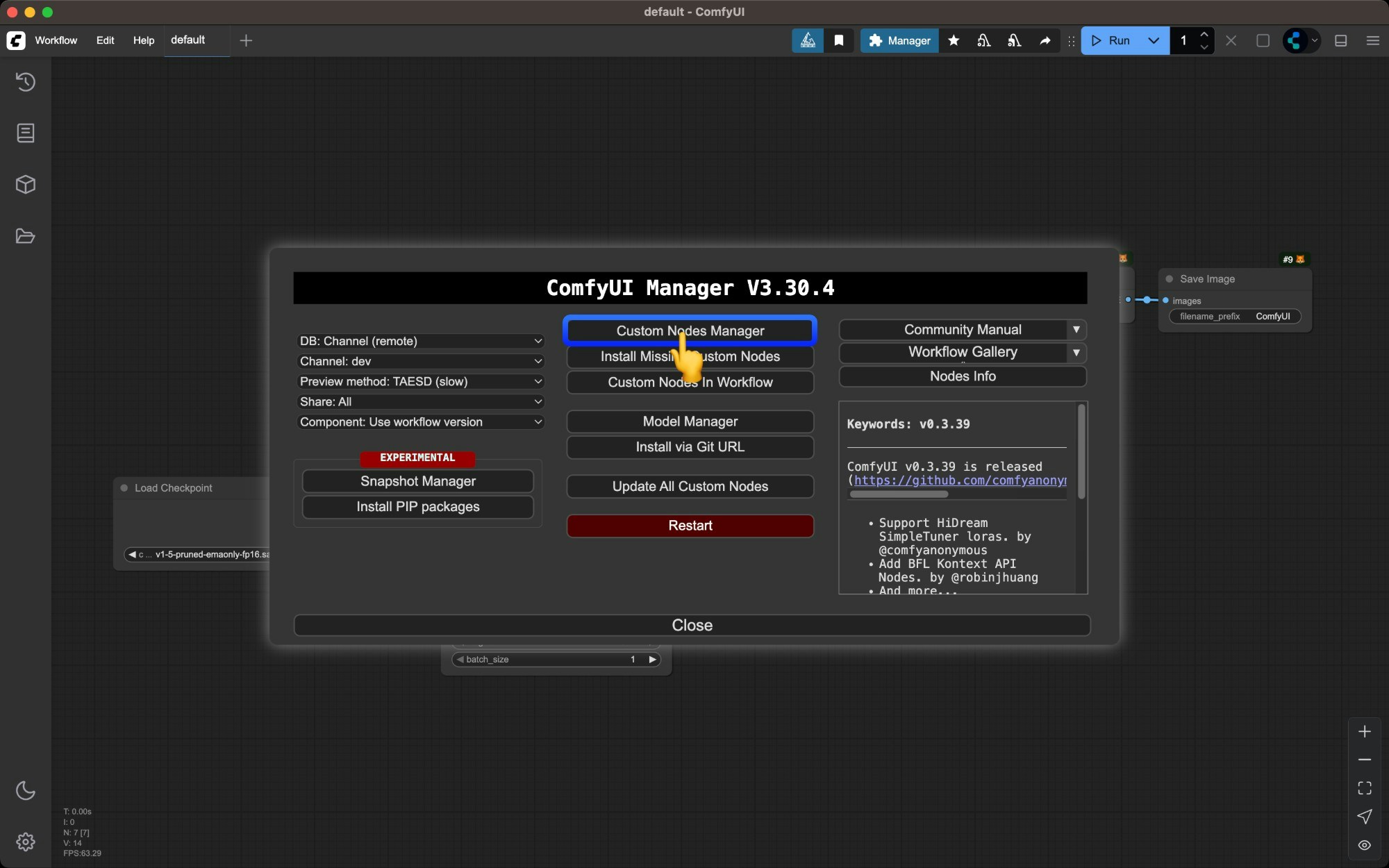 Select Install Custom Nodes