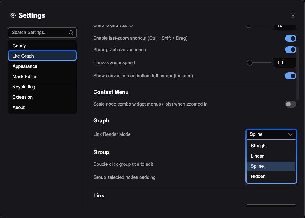 Canvas Menu