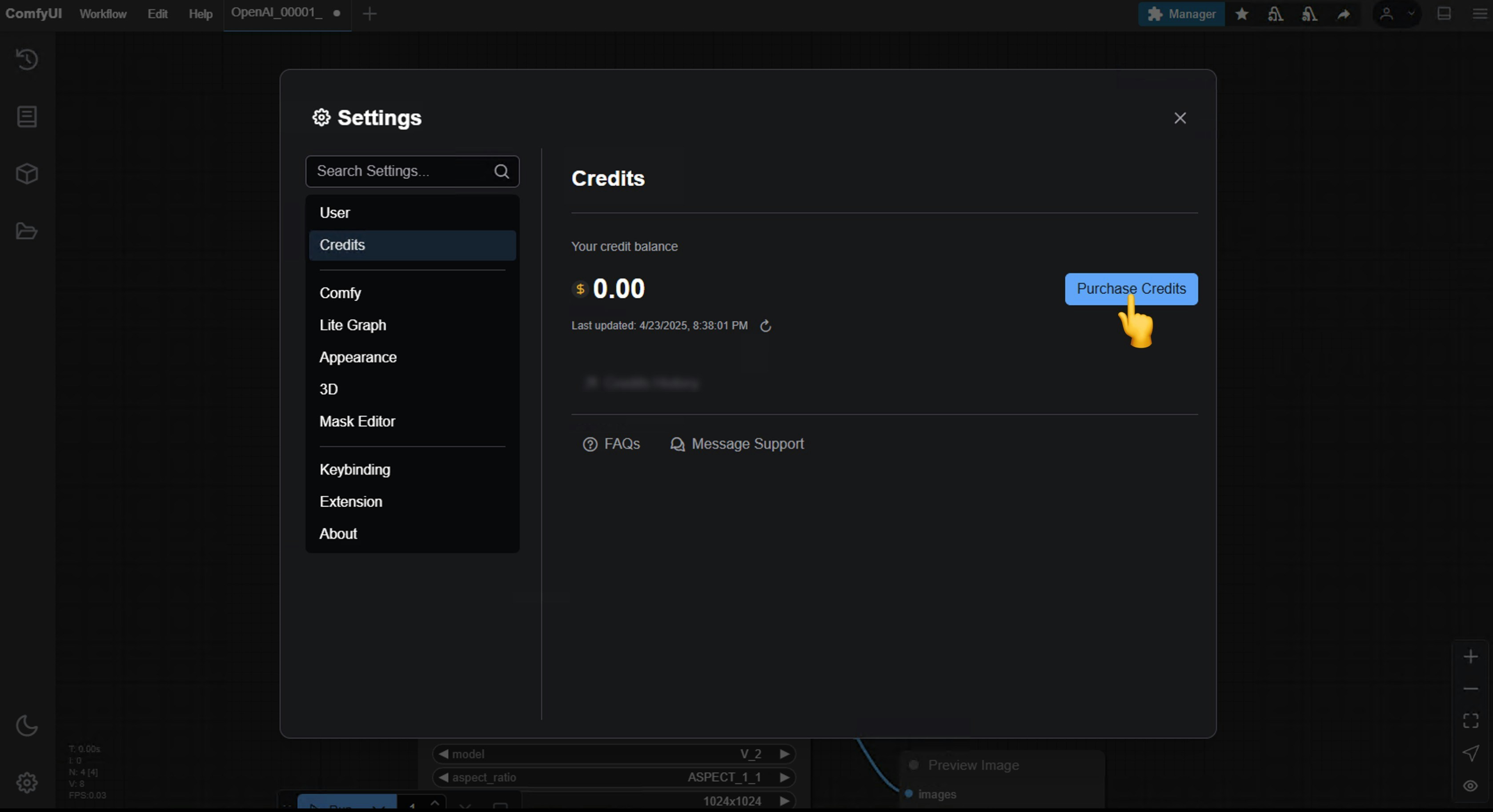 Credits Interface