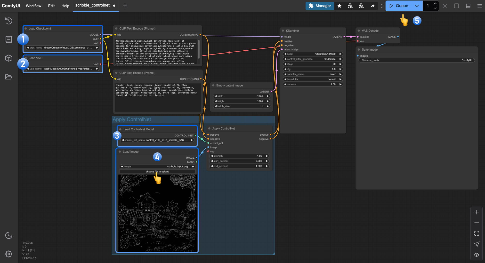 ComfyUI Workflow - ControlNet Flow Diagram