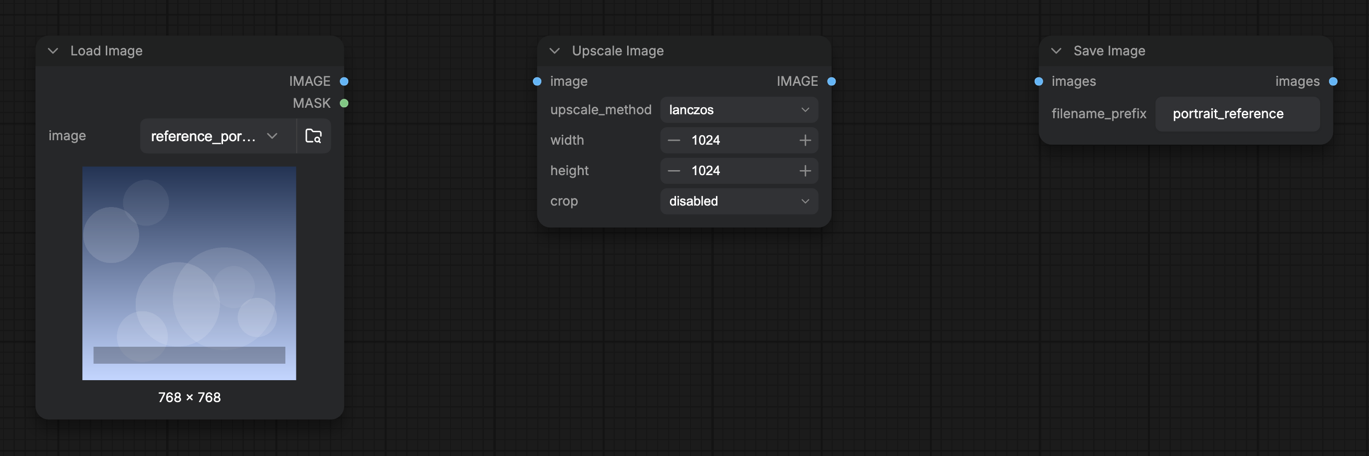 Link visibility off: the nodes stay on the canvas but the connection wires are hidden