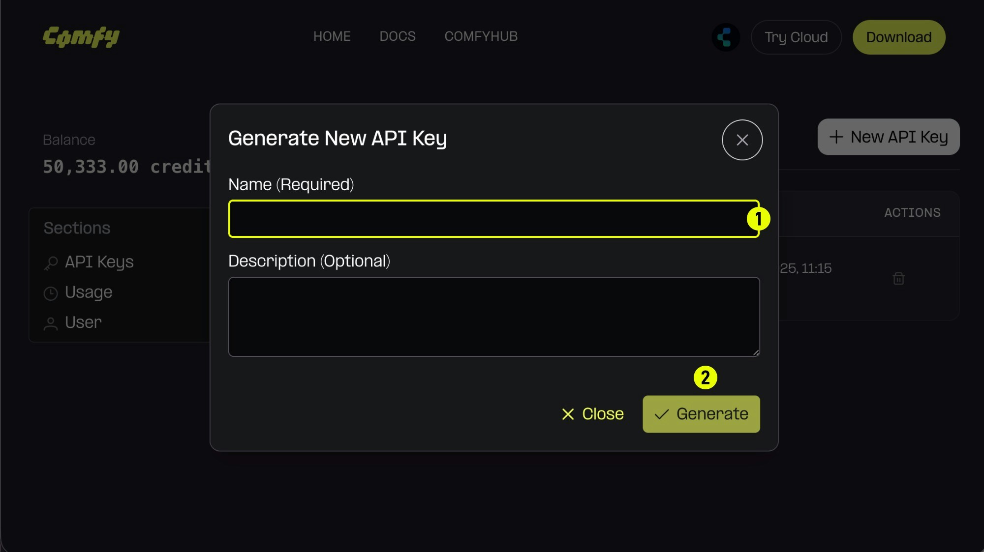 Enter API Key Name