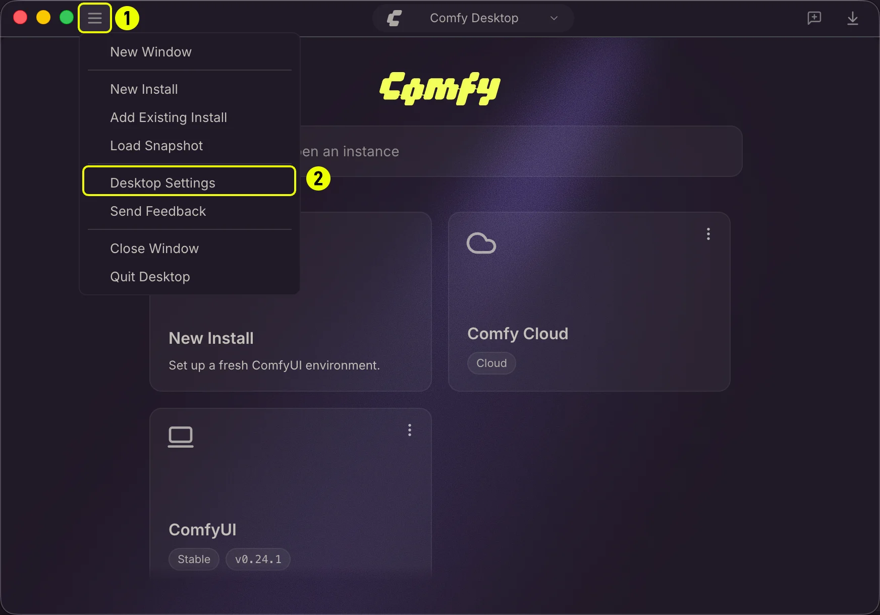Access Desktop Settings