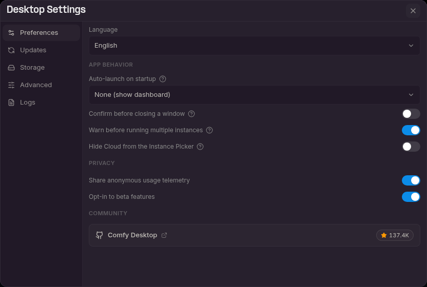 Settings - ComfyUI