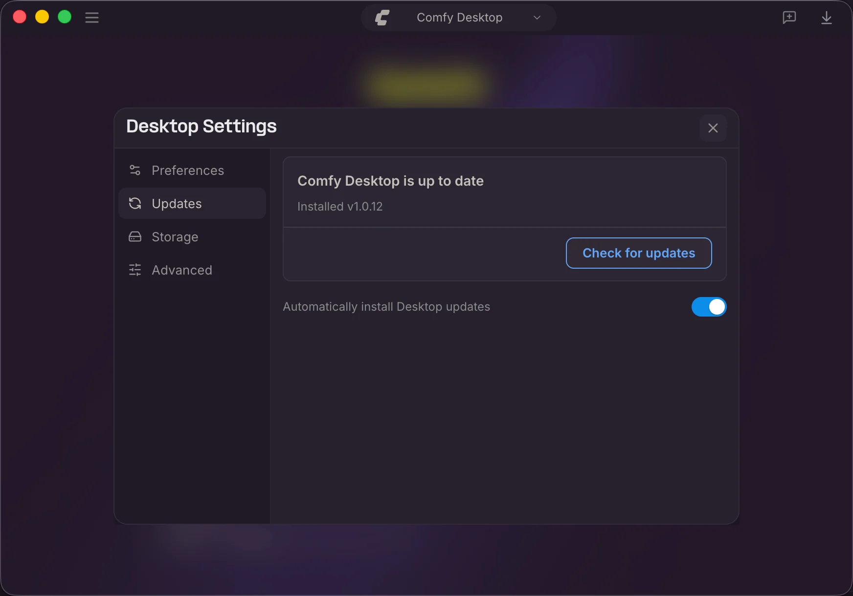 Updates tab