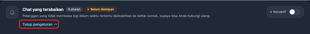 Menemukan Kartu Chat yang Terabaikan dan Tombol Atur