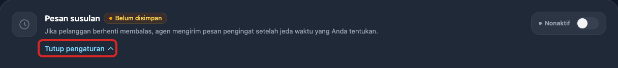 Menemukan Kartu Pesan Susulan dan Tombol Atur