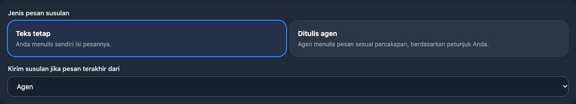 Memilih Jenis Pesan Susulan dan Pengirim Terakhir