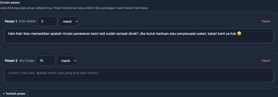 Mengatur Urutan Pesan dan Jeda Waktu Follow-Up