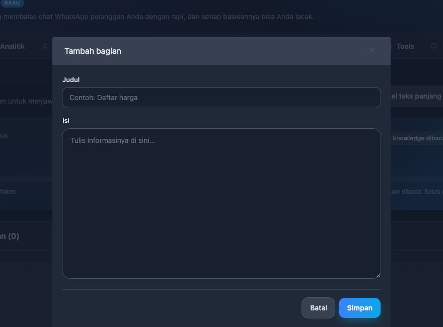 Modal Tambah Bagian Pengetahuan