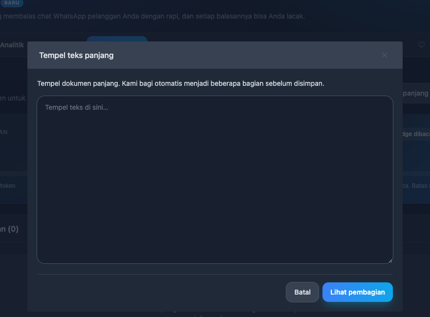 Modal Tempel Teks Panjang untuk Impor Cepat
