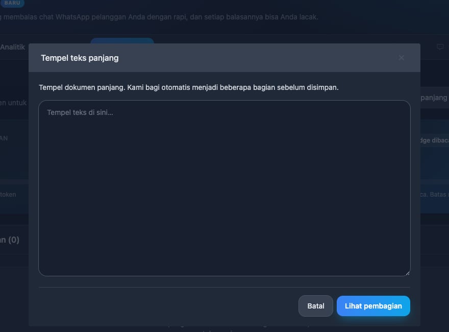 Modal Tempel Teks Panjang untuk Impor Cepat