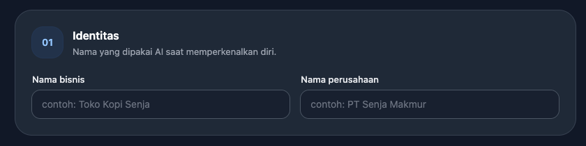 Formulir Pengaturan Identitas Bisnis