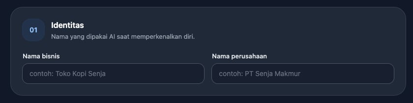 Formulir Pengaturan Identitas Bisnis