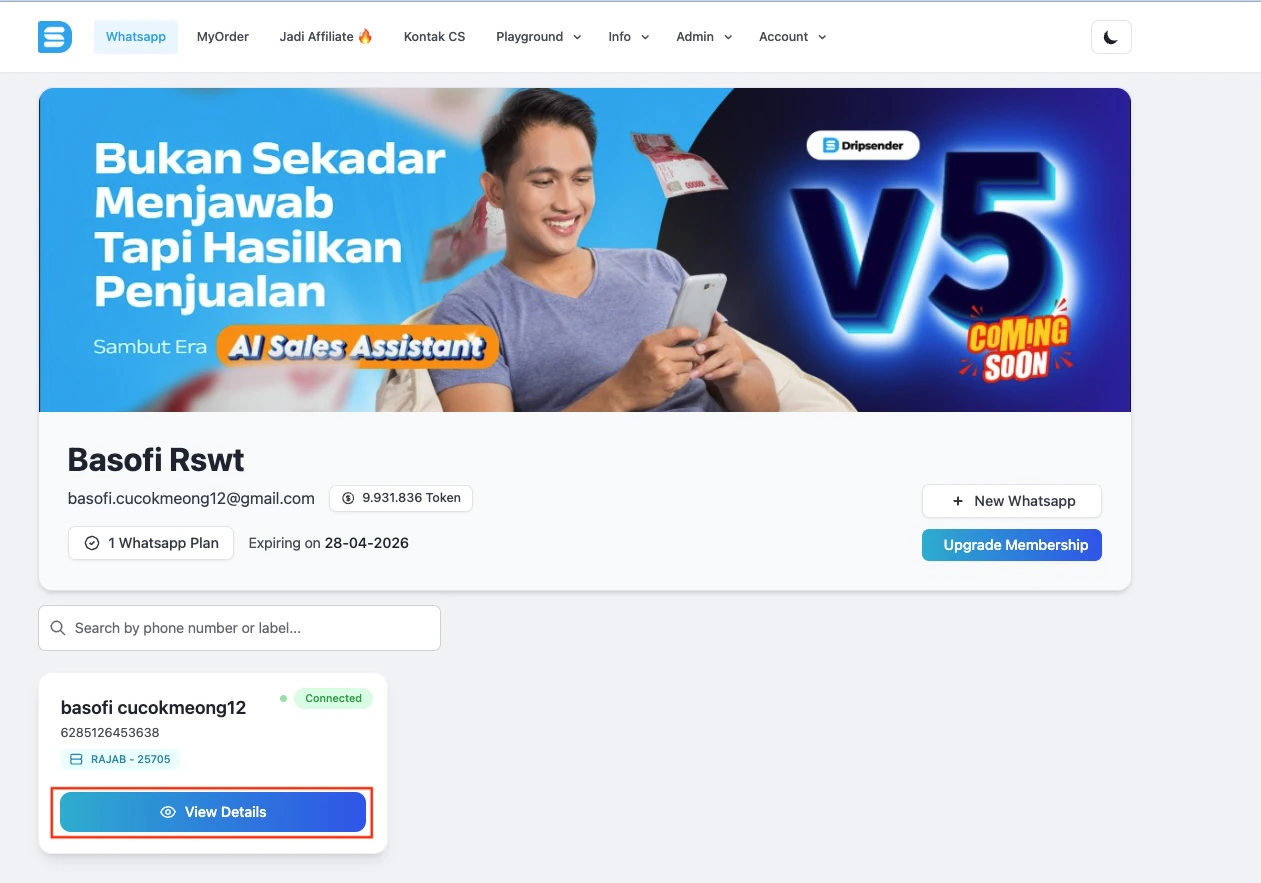 Pilih Nomor WhatsApp