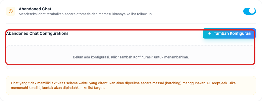 Formulir Konfigurasi Abandoned Chat