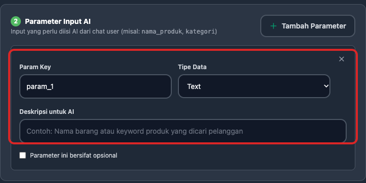 Menambahkan Parameter Input AI dan Mapping Kolom