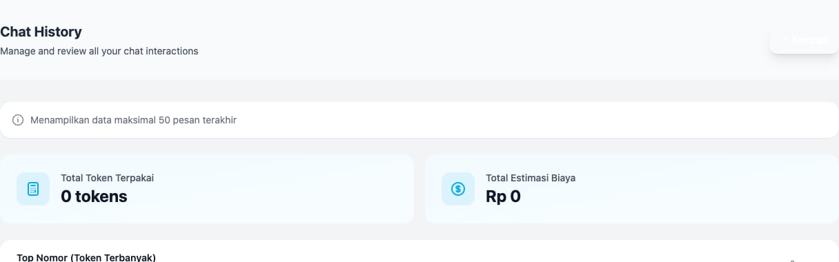 Halaman Riwayat Chat AI