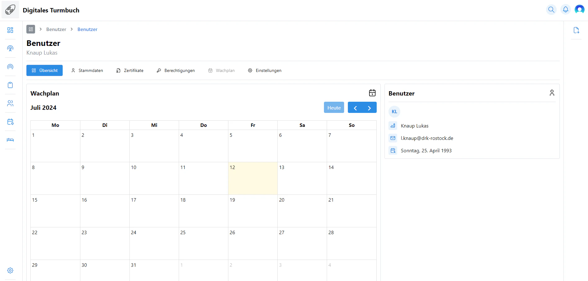 Benutzer Dashboard
