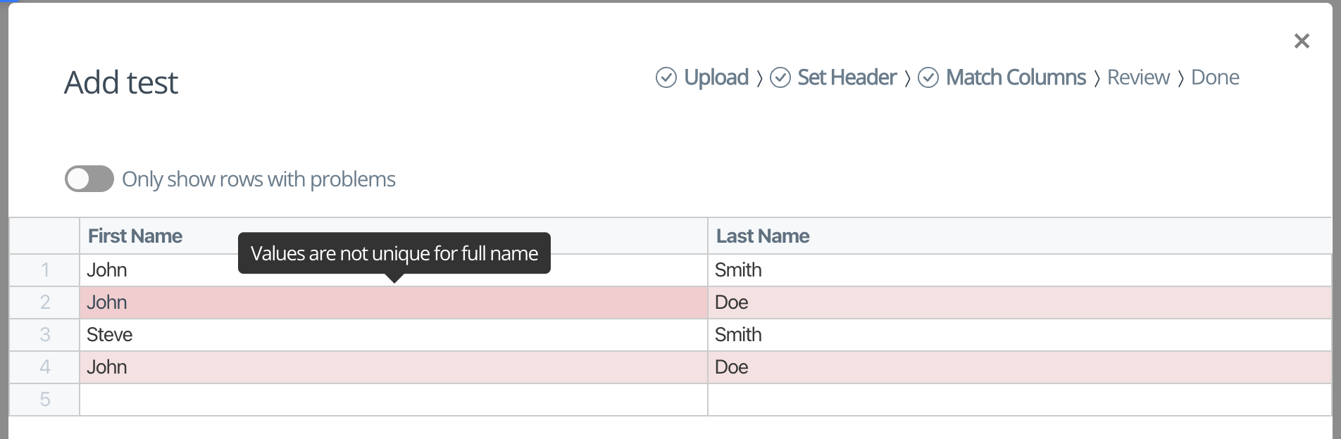 unique with example