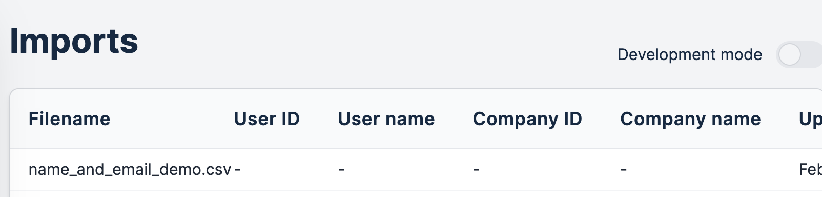 No set user for an Import