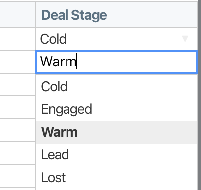 Select dropdown on the review screen