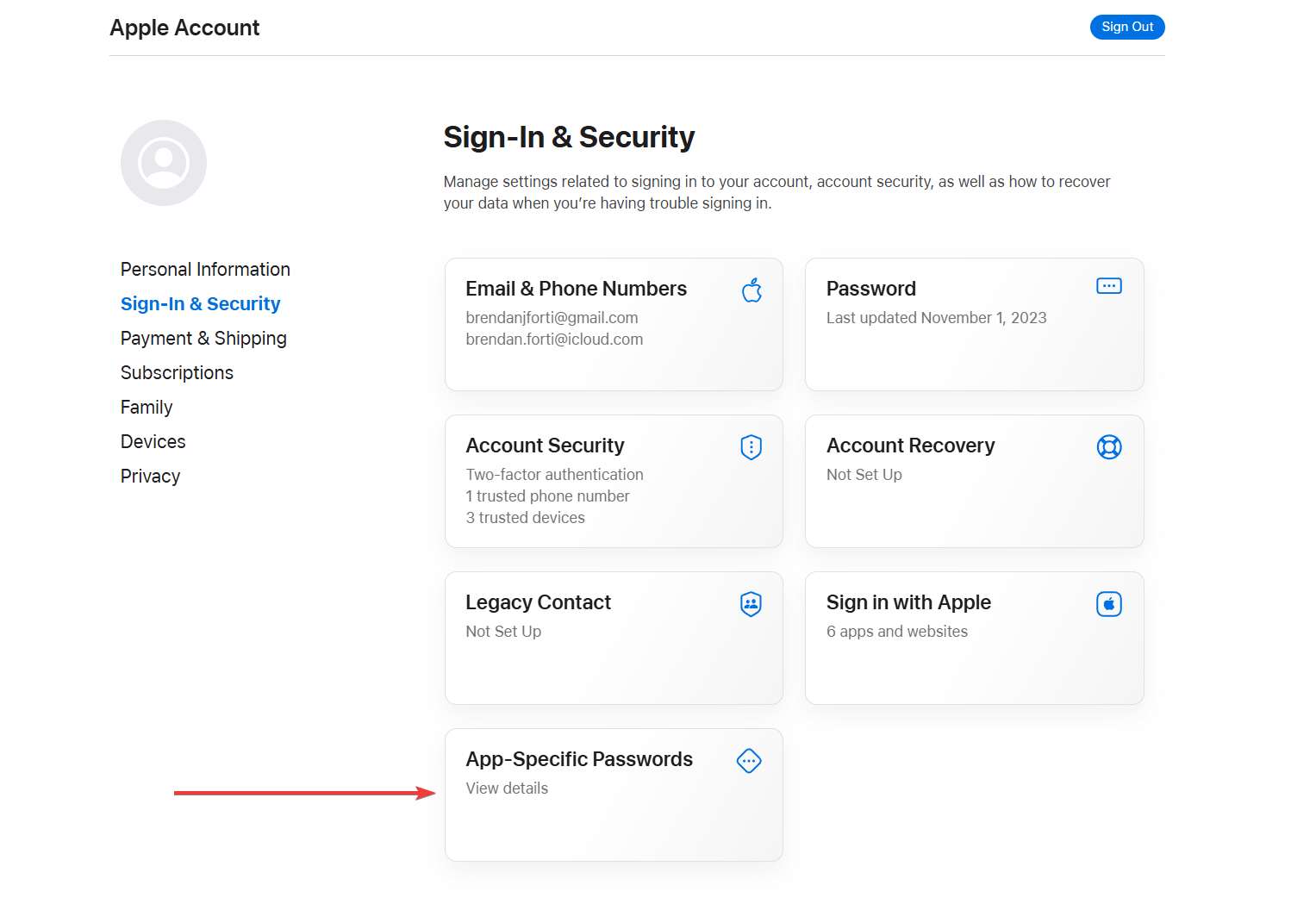 Apple account security screenshot