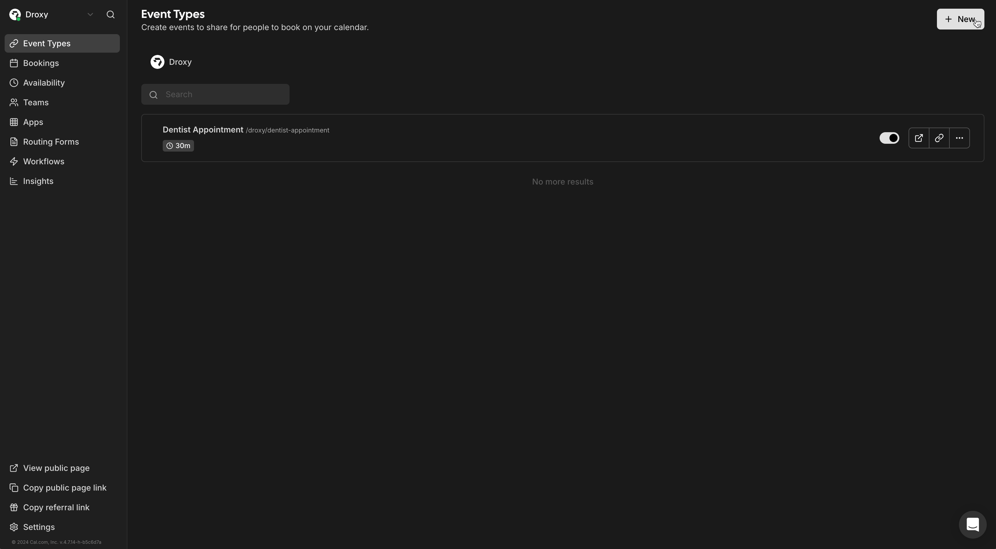 Create New Event Type