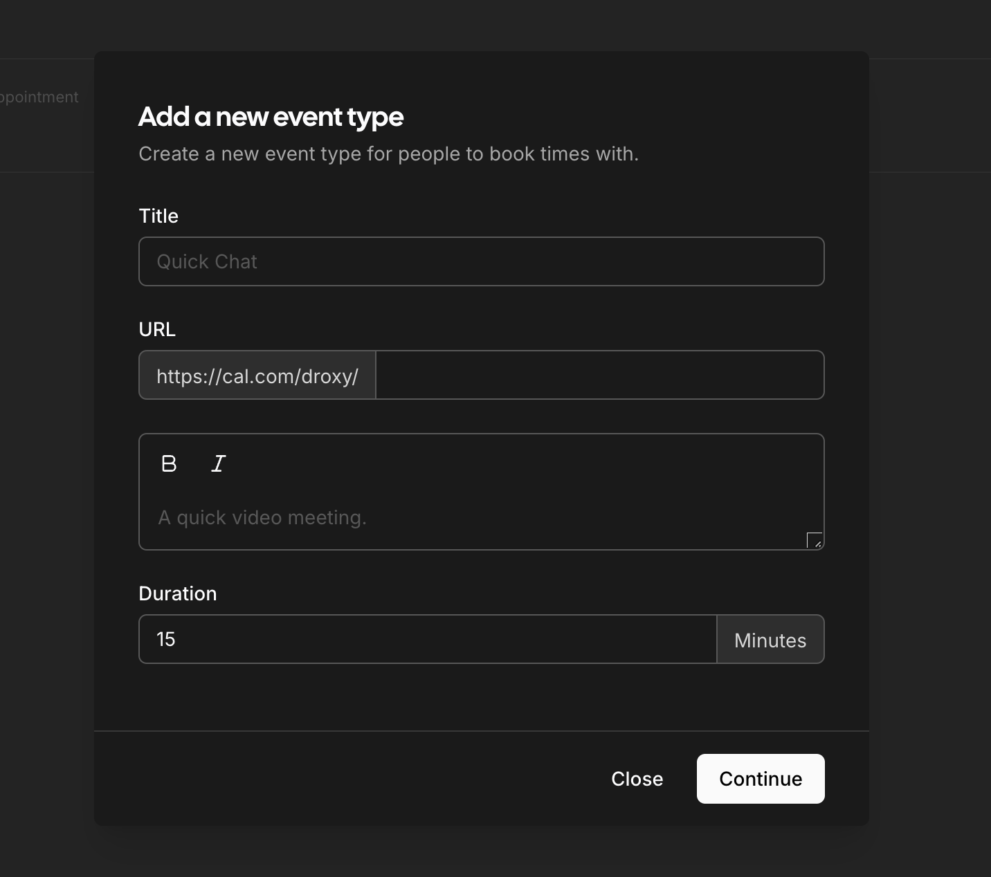 Event Type Configuration