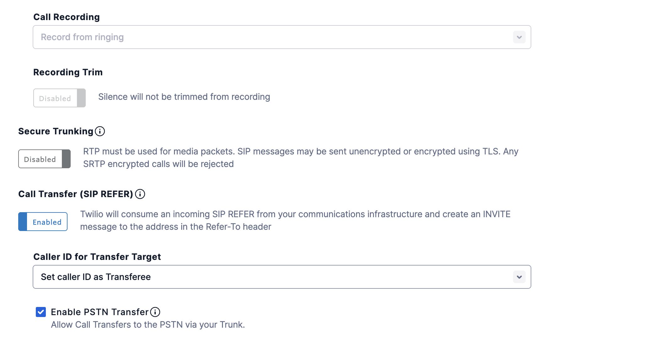Enable Trunk Transfer